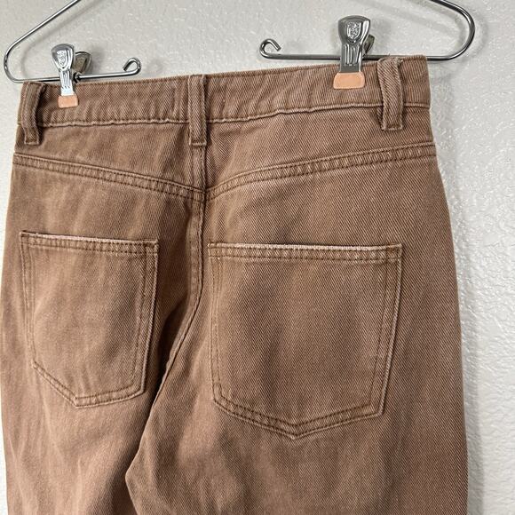 Tiger Mist Jeans Womens XS Brown Orange Wide Leg Raw Hem High Rise Boho - Picture 6 of 10